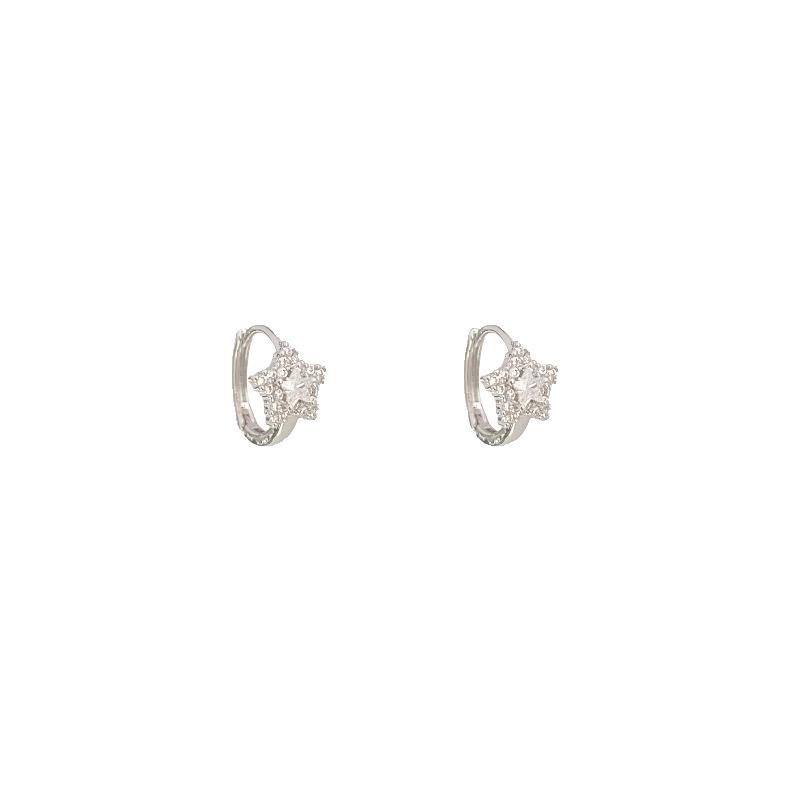 Simple Full Diamond Pentagram Earrings Mini Exquisite Design Ear Buckle Versatile Trendy Gift Elegant Lady's Classic Casual Jewelry