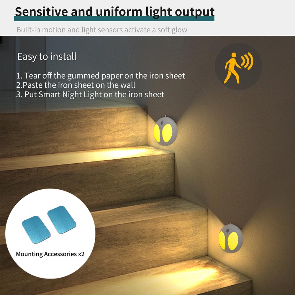 Smart LED Motion Sensor Night Light 1/2 Piece Rechargeable Motion Sensor Night Light Magnetic Wall Mount Three Light Modes