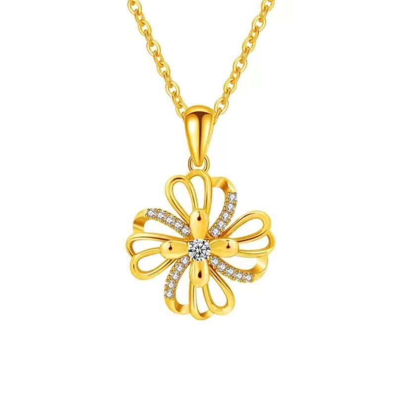 Hollow four-leaf clover necklace female niche design high-end sense simple row diamond pendant collarbone chain jewelry