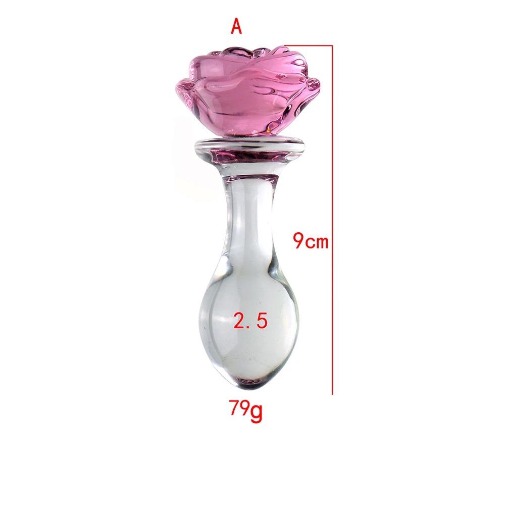 3pcs Rose Flower Glass Anal Plug Vaginal Anus Beads Butt Plug Adult Dildo for Anal Massage Masturbation Sex Toy for Men Women