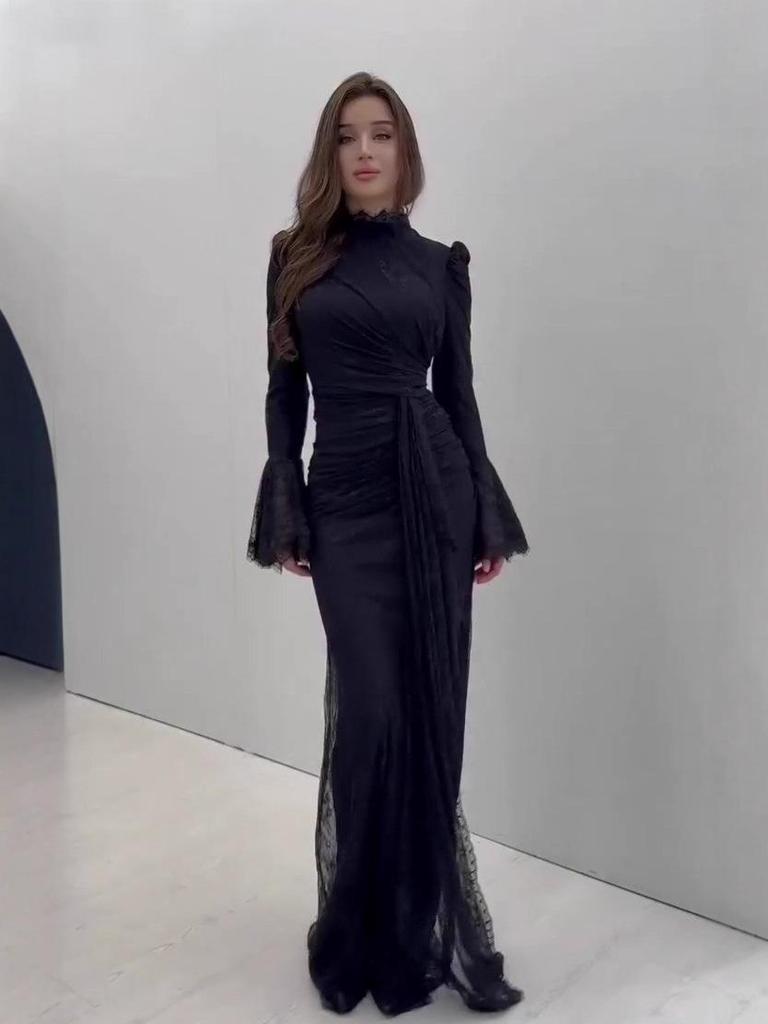 Elegant Spring 2025 Long Sleeve Evening Dress for Women