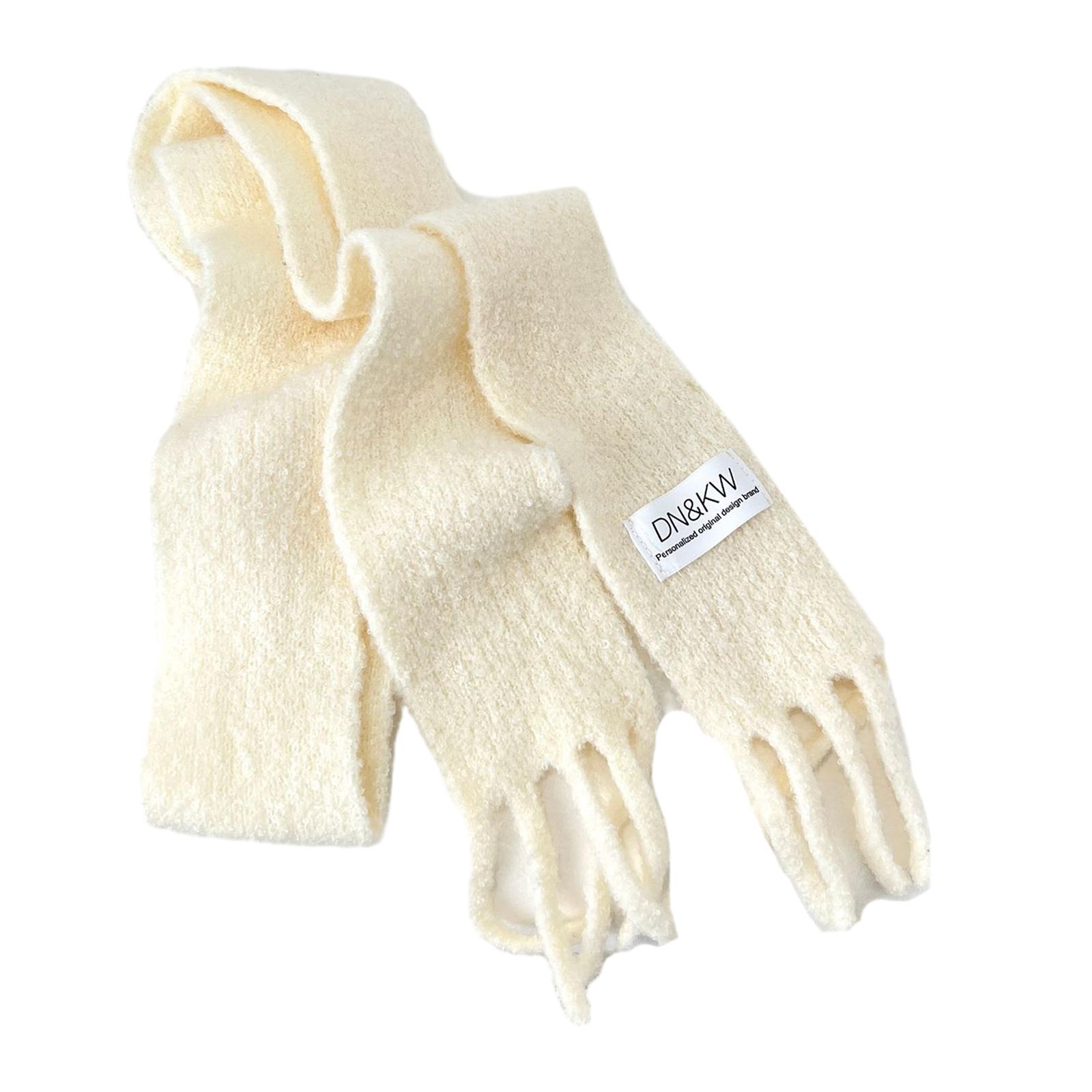 

Women Winter Scarf Maillard Styling Neckerchief Harajuku Style Decorative Scarf Thin Knitted Neck Guard Lightweight белый