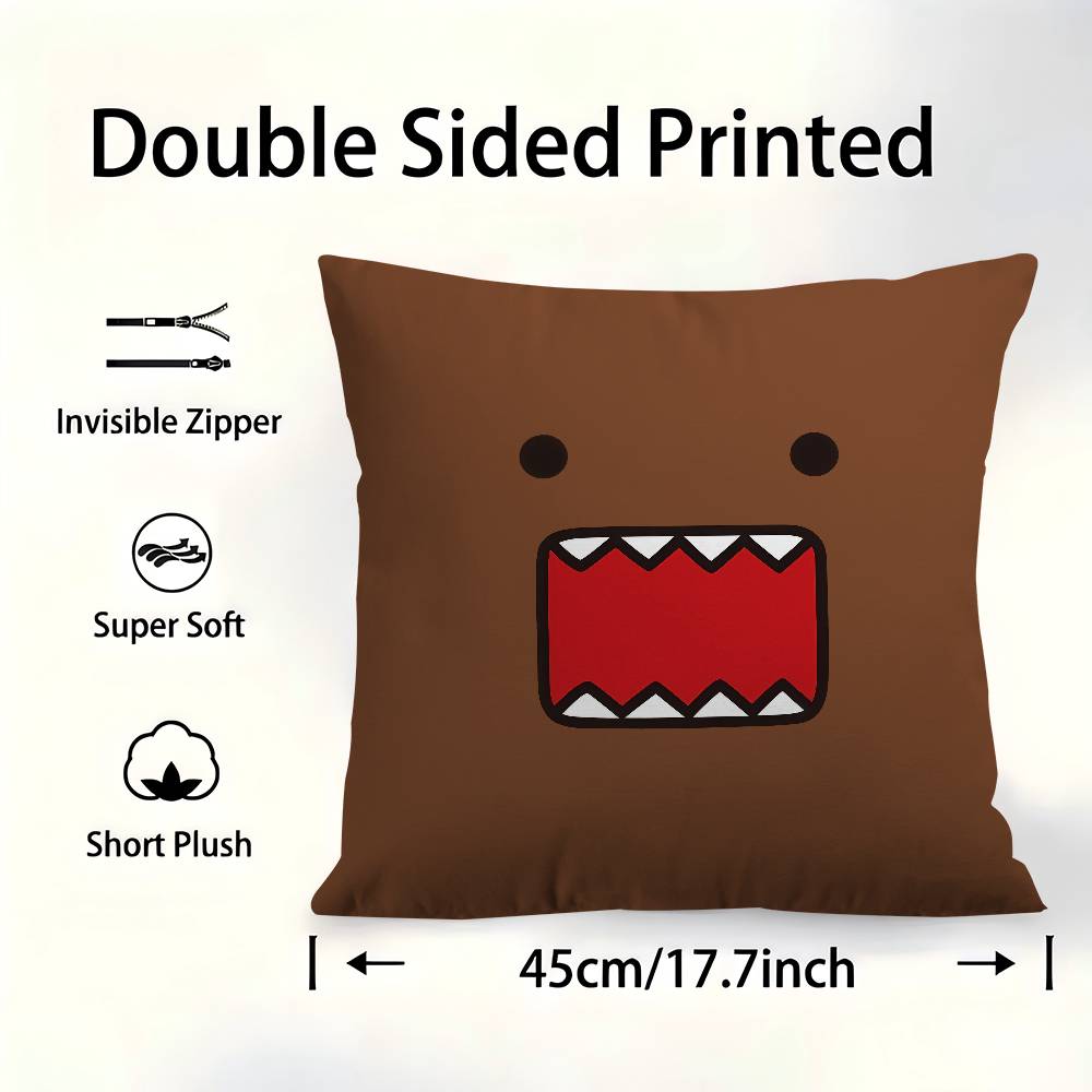 Cute Domo-Kun Pillowcase Toon Gift Cushion Cover Bedroom Home Sofa Chair Seat Decor Pillow Case