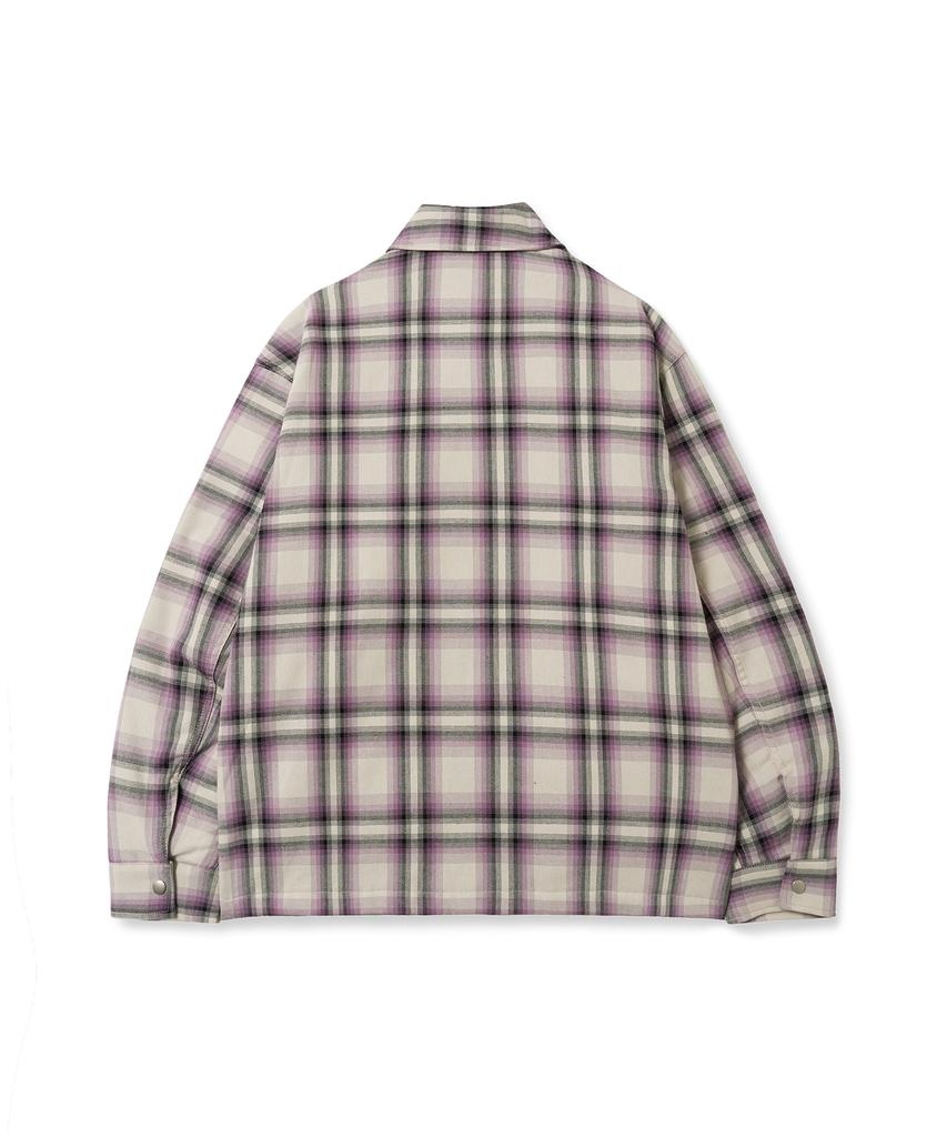 Annot Washed Check Zip-Up Jacket Purple