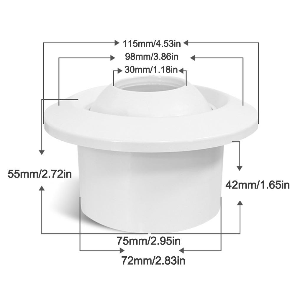 ABS Air Conditioning Exhaust Vents Round Adjustable Circular Jet Vents 75/100/150/200mm Air System Outlet Valve