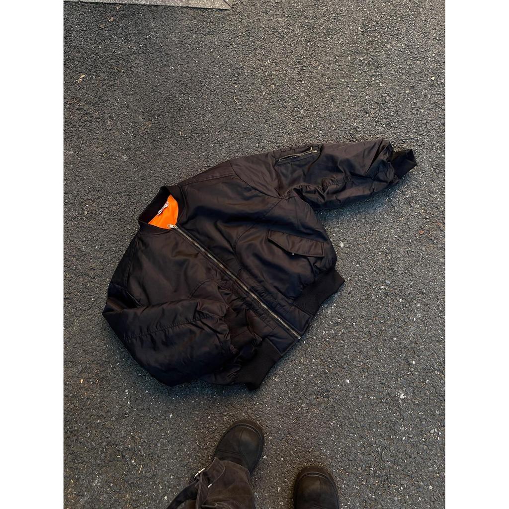 Unisex American-Style MA1 Bomber Jacket: Solid Color, Short, Wide, Loose-Fit Deconstructed Cotton Coat, Trendy Heavyweight Outerwear