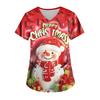 Ladies' Christmas Printed Fashionable V-neck Pocket Short Sleeved  Uniform And Caregiver Top