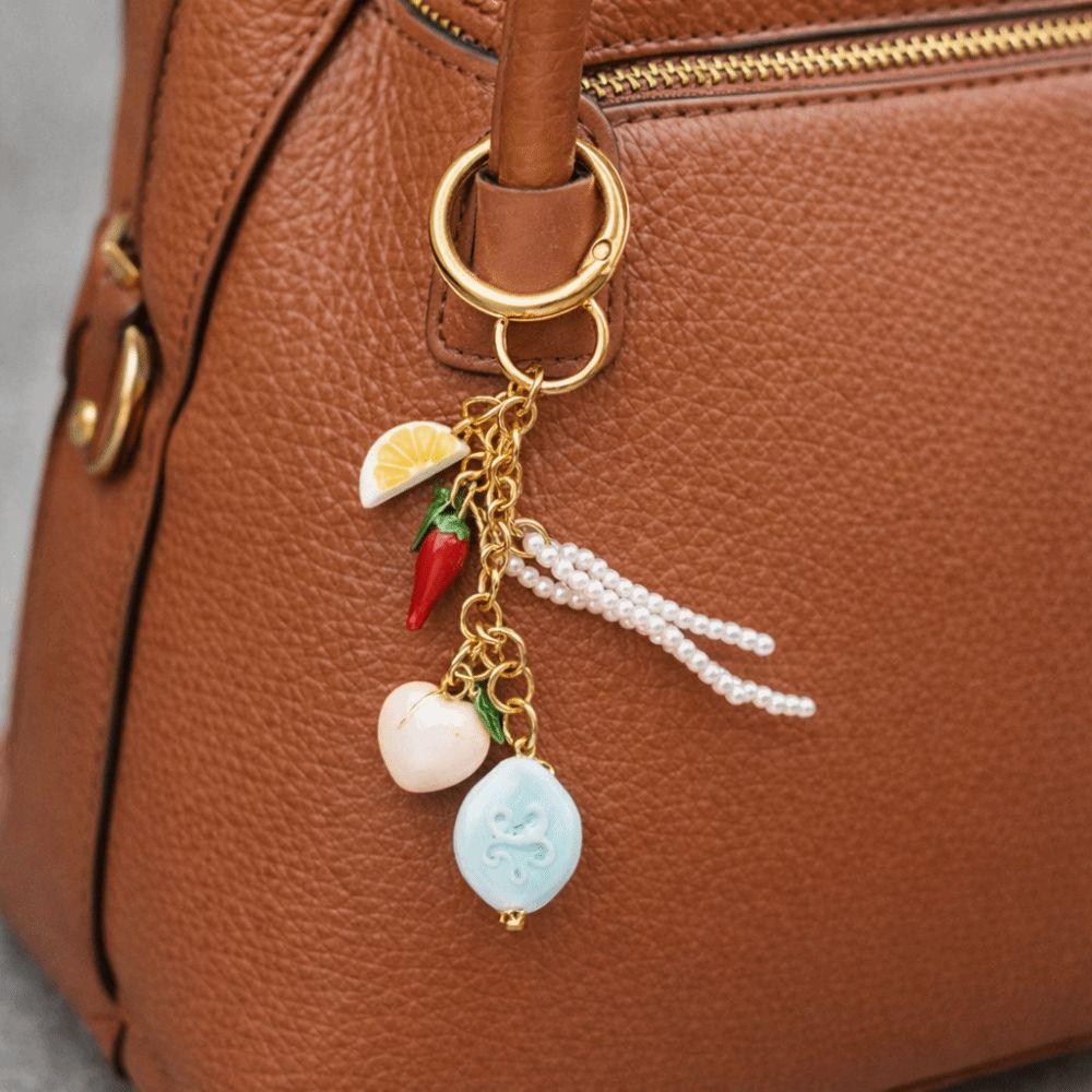Ladybug Small Fish Key Chain Unique Bag Pendant Creative Braided Rope Bag Charm Decoration