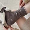 Cashmere Small Floral Dongdaemun Boneless Anti-Pilling Medium Tube Socks Cute Korean Small Fresh Stacking Socks