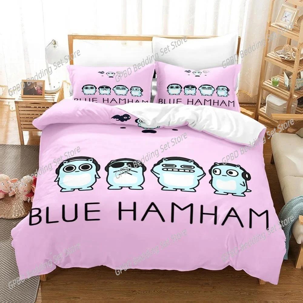 New 3D Print Anime Blue Hamham Bedding Set Bedroom Soft Modern Bedspreads Comefortable Duvet Cover Quilt Cover And Pillowcase