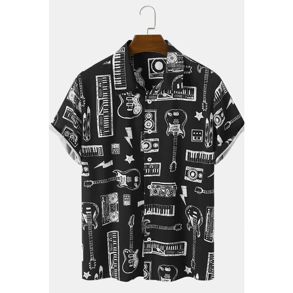Hawaiian Shirt For Men Rose Skull 3d Printed Beach Shirt Short Sleeve Button Casual Men's Skull Shirts Top