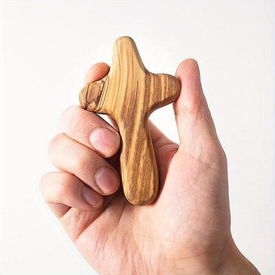 Palm Cross Olive Wood Smooth Hand Cross Wooden Prayer Cross Christ Ornaments Holding Crosses Religious Charm Necklace Pendant