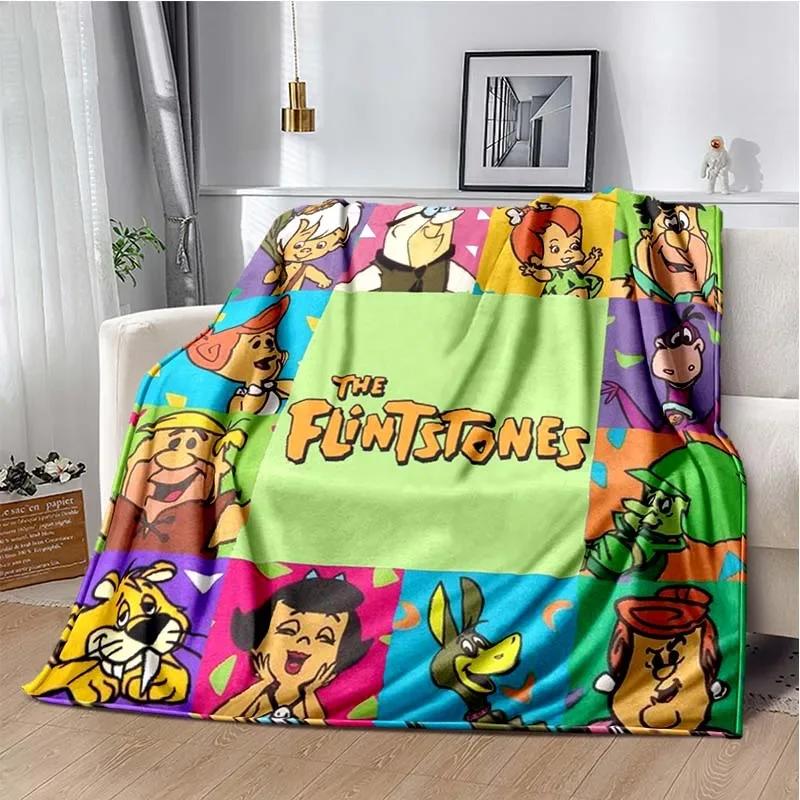 Classic Cartoon Blanket Flintstones Flannel Soft Plush Throw Blanket Kid s Bedroom Sofa Bed Travel Picnic Warm Blanket Kids Gift 75X95CM