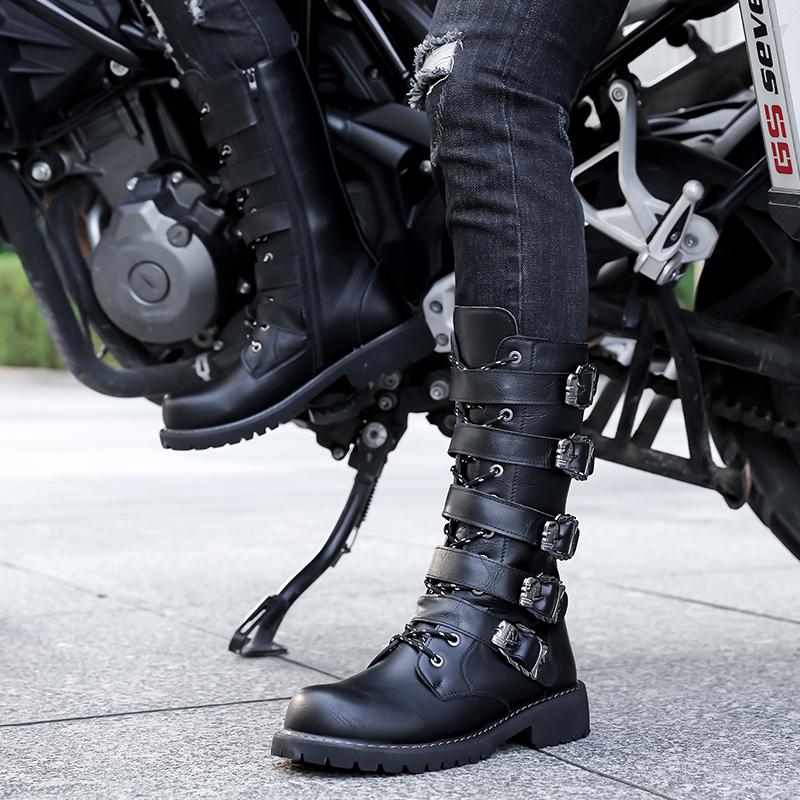 Men’s Motorcycle Boots Western Boots Black Jockey Boots Casual High Boots Plus Size