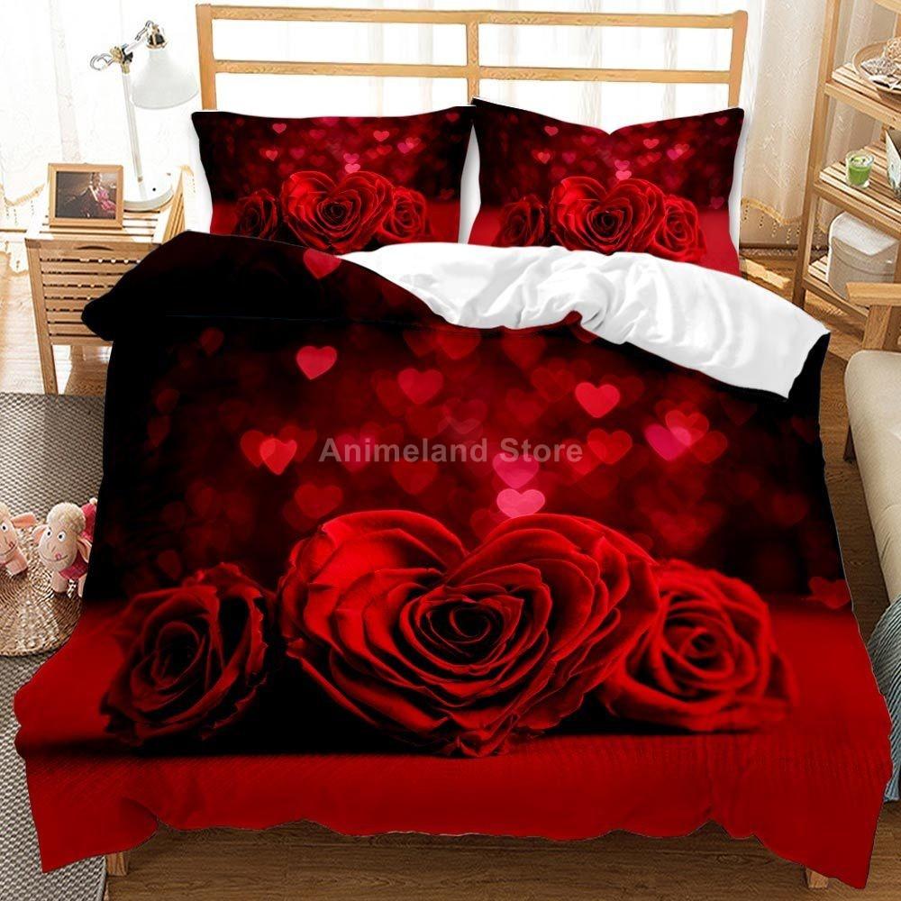 

Comforter Luxury Rose Water 3D Bedding Set Flower Elegant Valentine S Day S Microfiber Bed Clothes 2/3 Pieces Comforter (quilt)-EU Single(135*200cm)3pcs