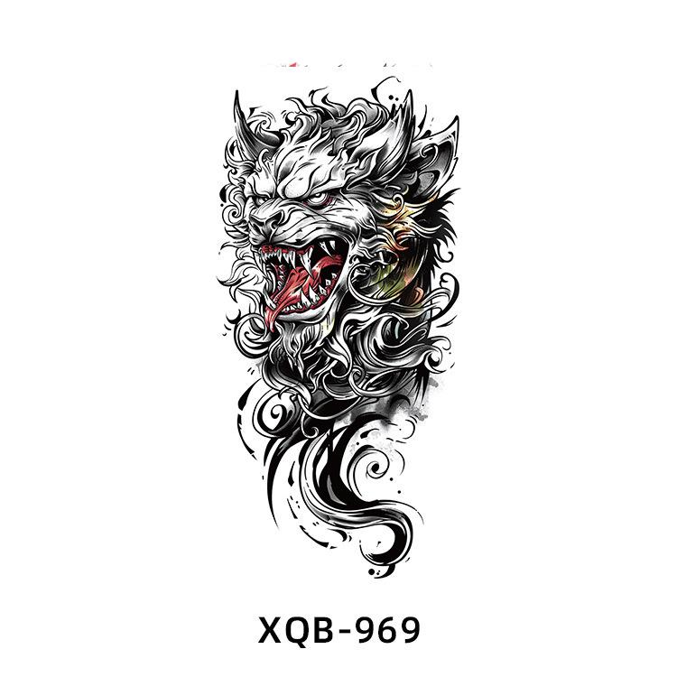 Realistic Half Arm Waterproof Temporary Tattoo Sticker - Black & White Animal Design for Men & Women