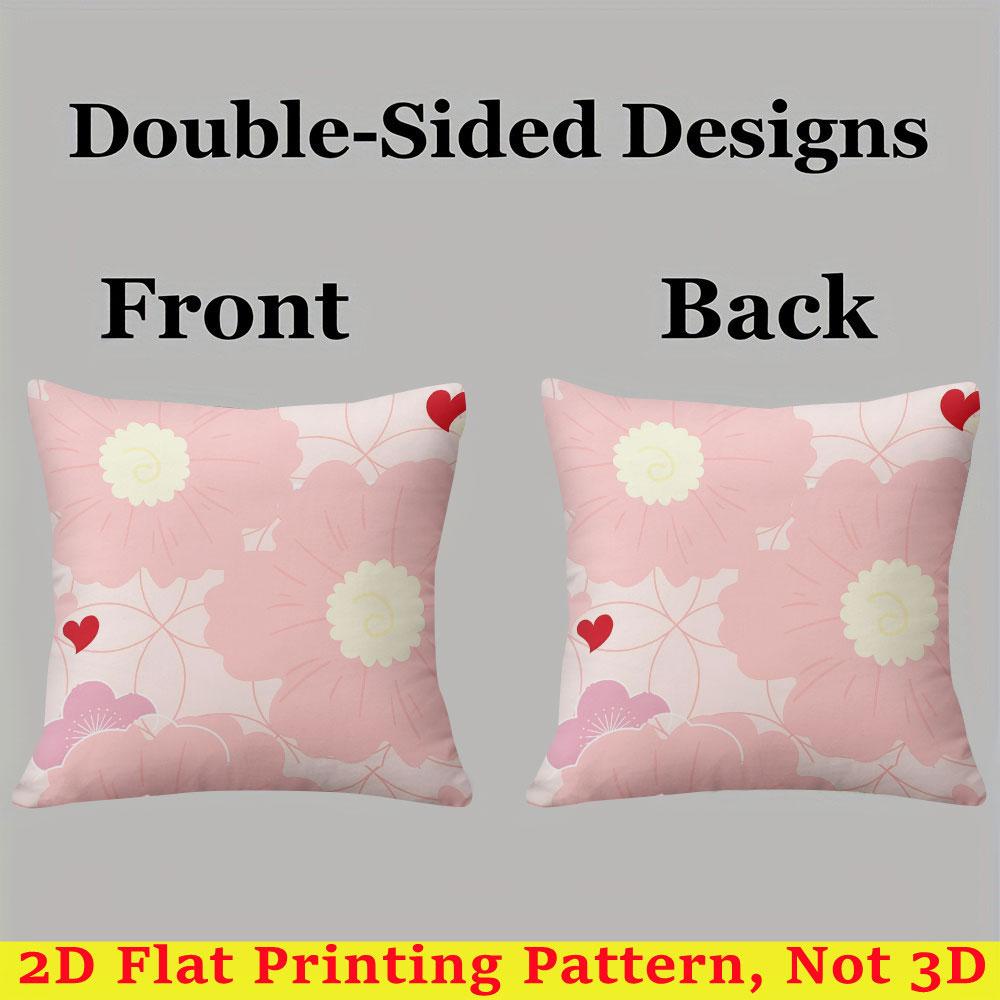 Blush Heart Bloom Square Jacquard Pillow Cover for Sofa Office Waist Cushion Cover Home Decorative Pillowcase