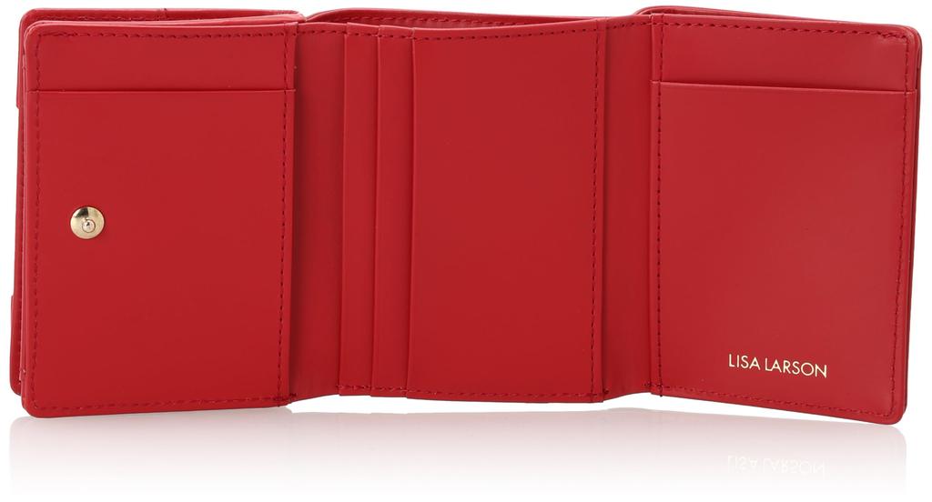 Lisa Larson Women's Tri-Fold Mini Wallet, Genuine Leather, Compact, Small, Mikey, LTLY-04 (Red)