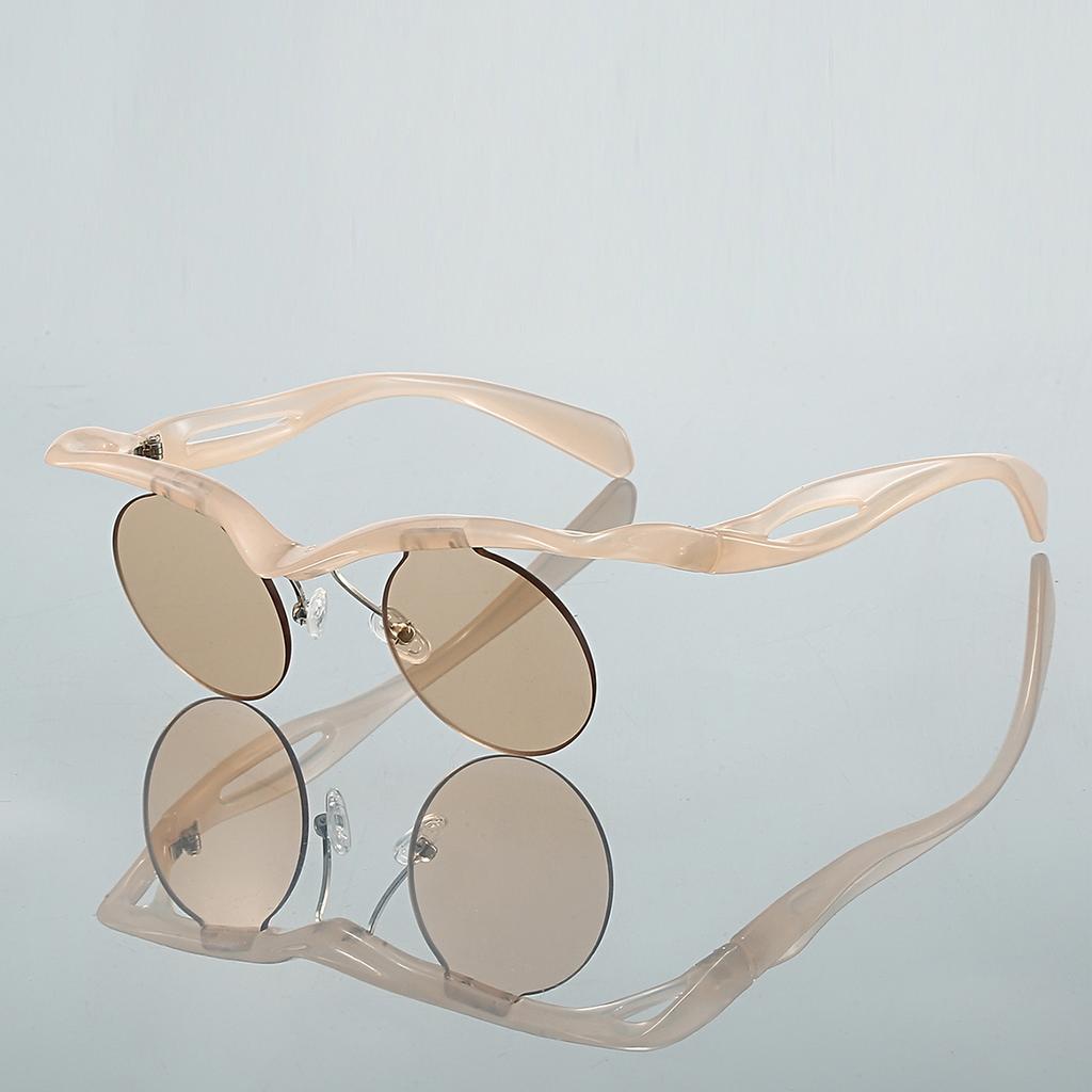 Semi-rimless Round Sunglasses  New Fashion Casual Shades Women Ins Trendy Brand Design Stylish Outdoor Sun Glasses