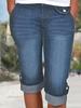 Plus Size Women's Slim Fit Elastic Cuffed Denim Bermuda Shorts