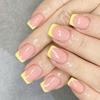 Square Press on Nail Artificial Fake Nail Tips Full Cover Yellow False Nail Glossy Glues on Nail for Women Girls 24Pcs