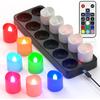 PChero Flameless Candles with Remote Timer & Charging Station, 12 Pack USB Rechargeable RGB LED Tea Lights Colored Color Changing Battery Votive