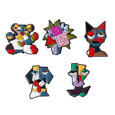 Geometric Animal Brooch With Floral Elements Abstract Art Jewelry For Stylish Clothing Decoration