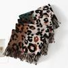 Leopard Print Fringe Cashmere Scarf Shawl For Women Soft Warm Winter Fashion Accessory Lightweight Warm Wrap