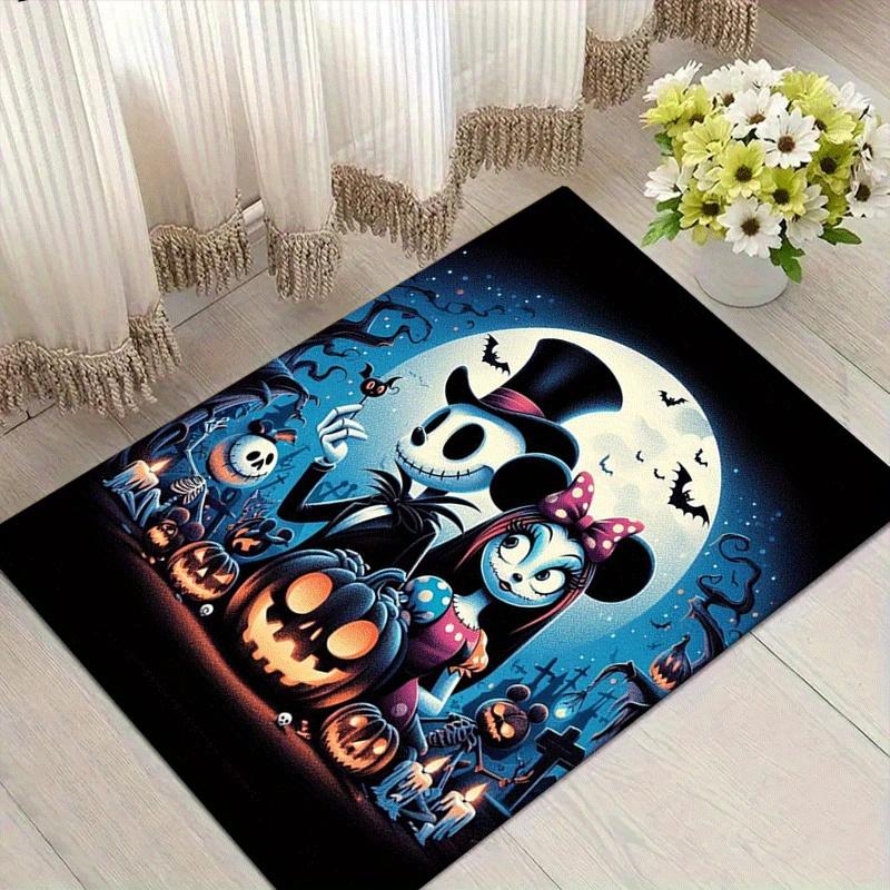

1pc Halloween Jack Pattern Area Rug Soft Flannel Floor Mat for Living Room,Office,Bedroom and Carpet 60cm by 90cm