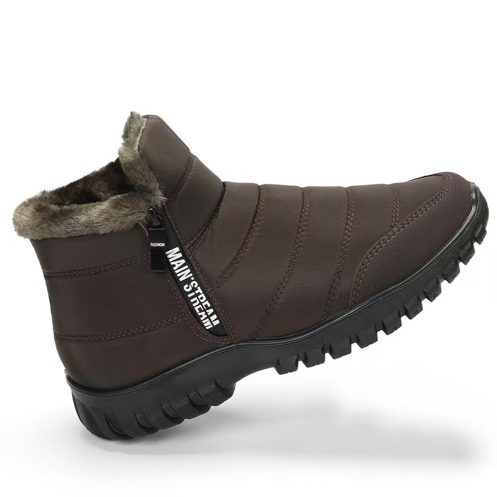 Men's Winter High-Top Snow Boots: PU Outsole, Thick Warm Cotton, Double Zipper, Waterproof, for Middle-Aged and Elderly