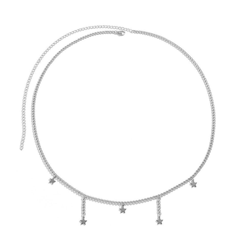 

Сексуальная винтажная цепочка на талию со звездой, кисточкой, металлическим звеном, украшение для талии, женская модная цепочка на талию серебряный