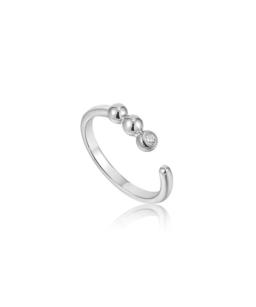 Ania Haie Ball Cubic 925 Silver Adjustable Ring R045-01