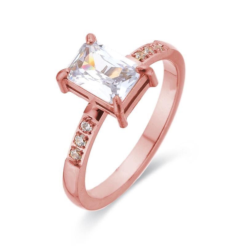 

Arrival Square Stone Popular Elegant Stainless Steel Jewelry Shiny Big Cubic Zircon Ring for Women Party Lucky Gift 9 розового золота
