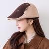Womens Retro Bow Flat Top Cap Short Brim Adjustable Cotton Hat Winter Warm Stylish Duckbill