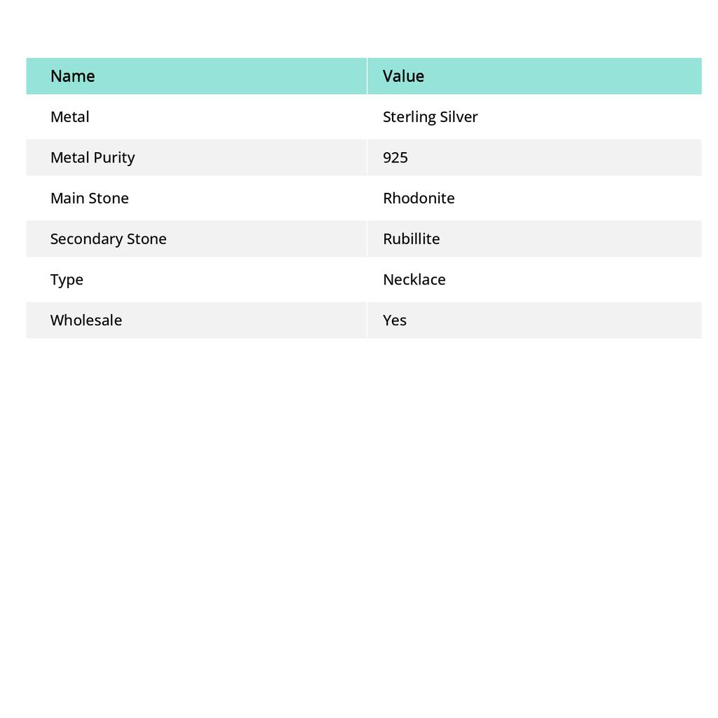 Rhodonite, Rubillite Gemstone 925 Sterling Silver Jewelry Necklace 18"