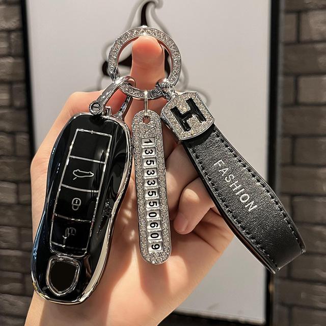TPU-Autoschlüsselhülle für Porsche Cayenne 958 911 Lepin 996 Macan Boxster Panamera 997 944 924 Panamera 718 971 9YA