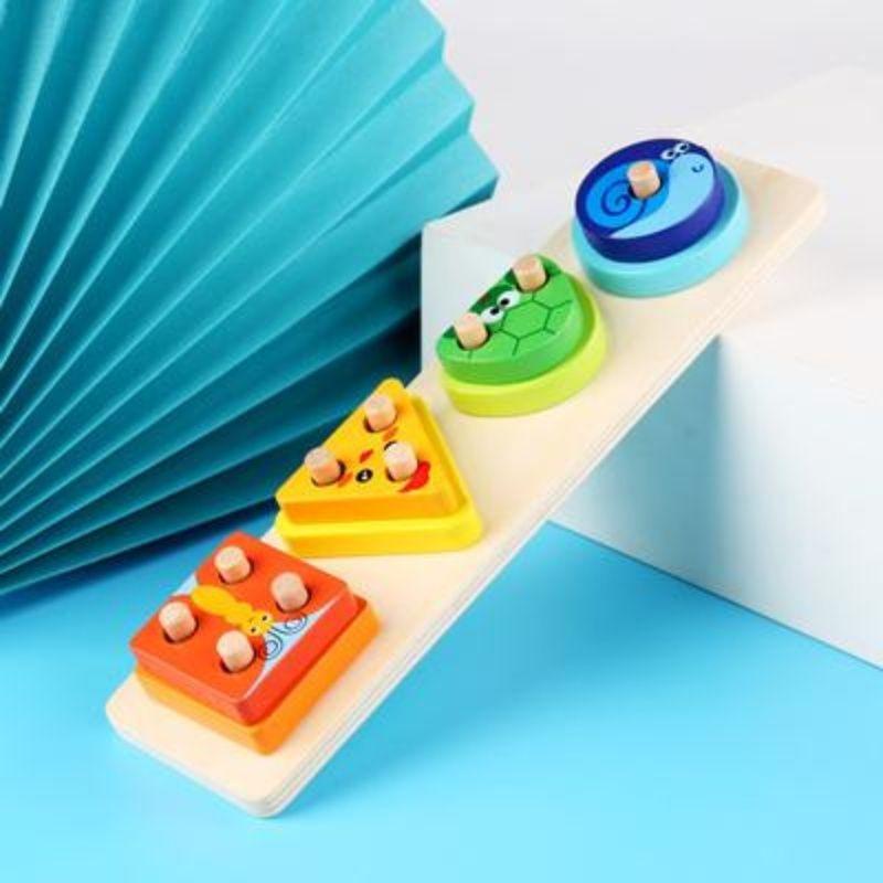 Children's Fine Motor Training Teaching Aids Geometric Shape Matching Cognitive Puzzle Panel Set Column Early Education Educational