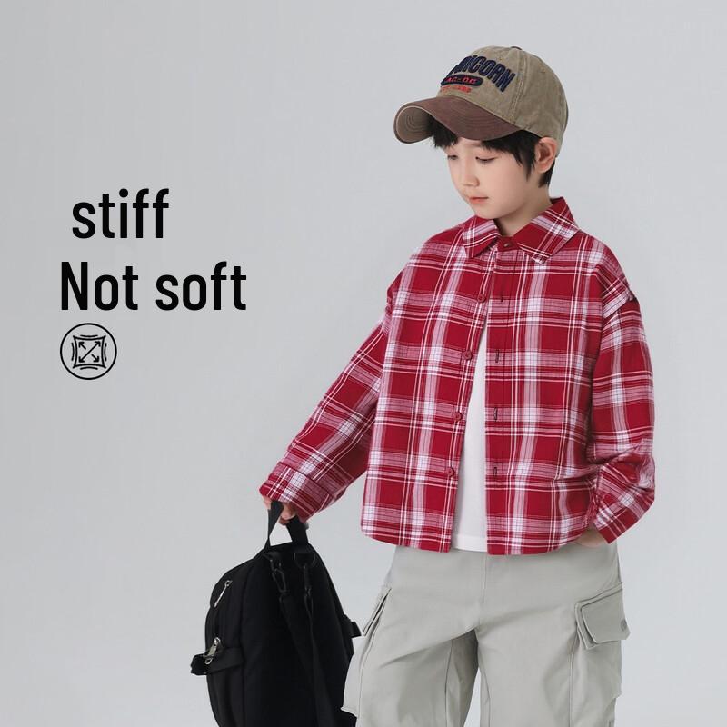 Boys' Red Plaid Long Sleeve Shirt