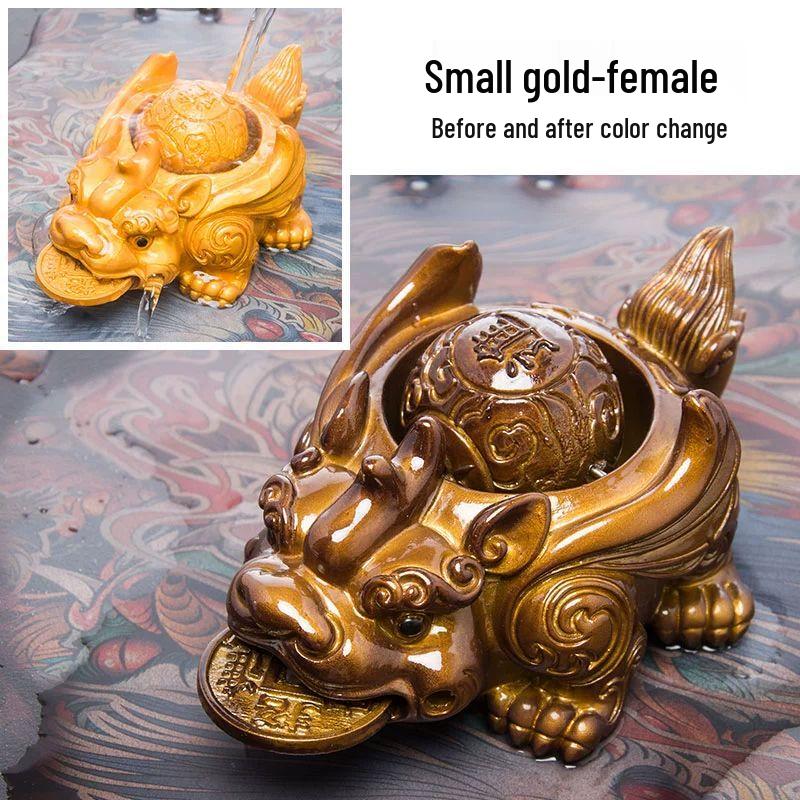 Color-Changing Golden Toad Pixiu Tea Pet Ornament One Size