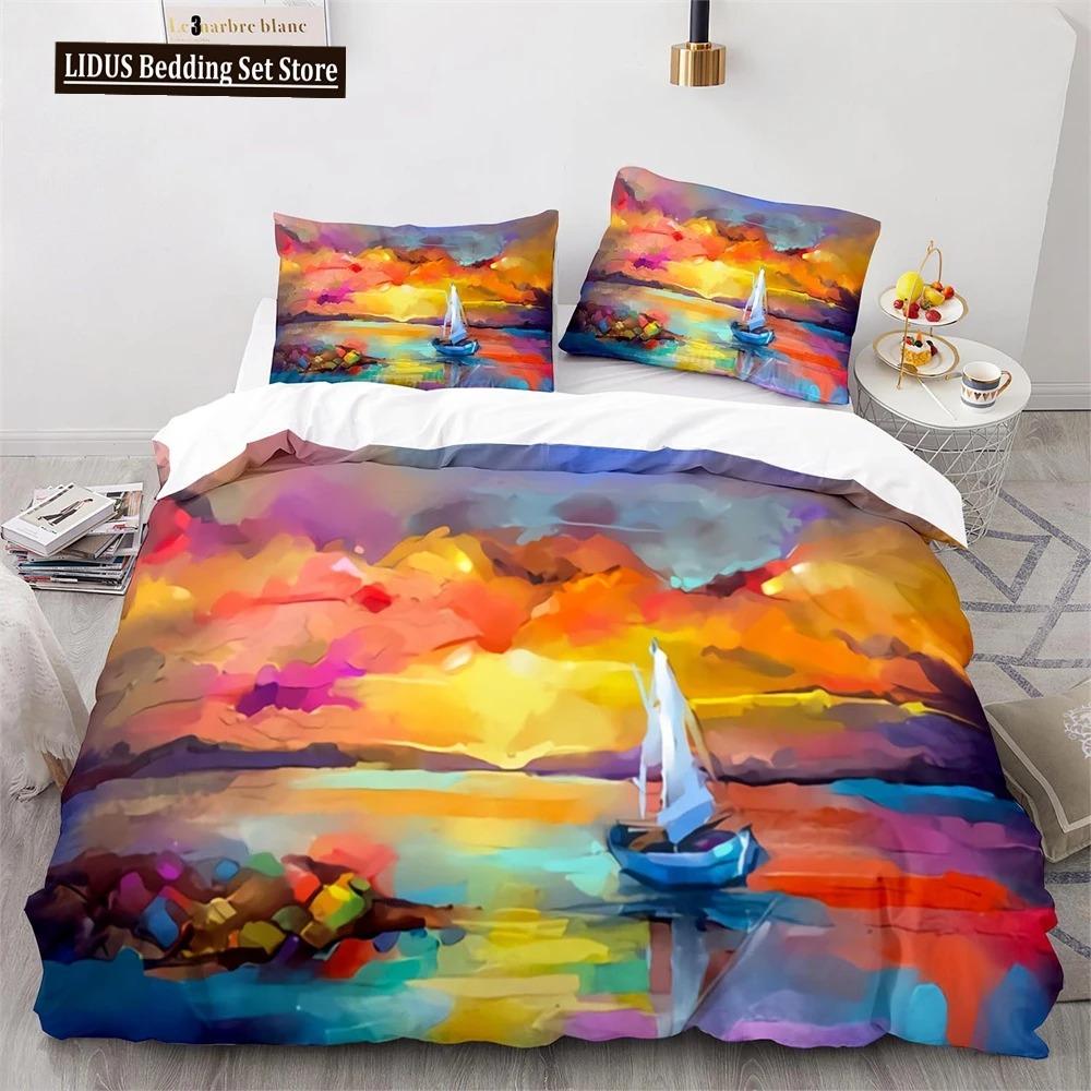 Comforter Oil Painting Pink Cherry Blossoms Tree Flowers Polyester Comforter King Queen Full Size For Girls Boys Kid