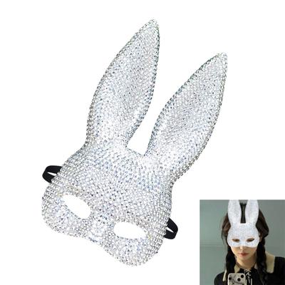 Cute Bunny Mask With Large Eye Designs Festival Elastic Band Rabbit Face Mask with Glass Charm for Themed Celebrations