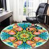 1pc Butterfly Flowers Office Round Area Rug, Under Office Chairs Bedroom Living Room Home Decor, Room Deco