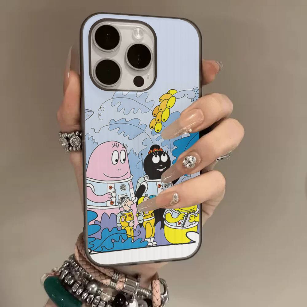 Cartoon Barbapapa Phone Case For IPhone 17 16 15 14 13 12 11 Corrugated Frosted Soft Cover Anti-Slip