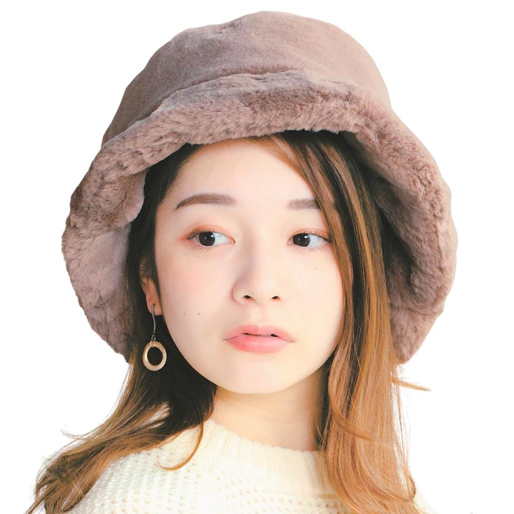 Fur Bucket Hat for Available In and and Solid Product Women's Fall/Winter, Black, Mocha, Ivory. Warm, Thick, Colors. Code Chat0796-mo /