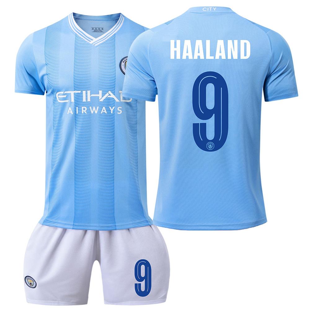 23-24 Manchester City Champions League home football jersey set 9 Harland 17 De Bruyne 10 Rashford jersey 16#
