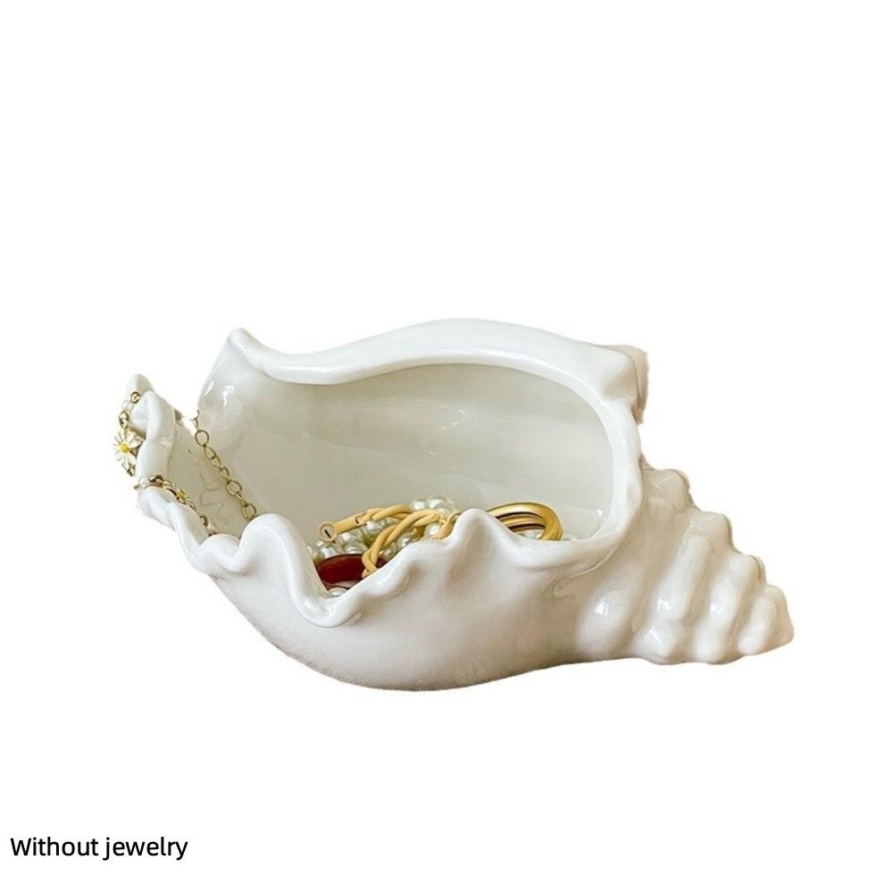 Ocean Style Ceramic Jewelry Tray Desktop Earrings Necklace Storage Dish Ceramic Conch Shell  Home