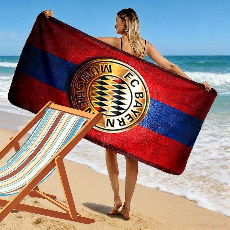 FC Bayern Munich Print Beach Towel, Large Soft Quick Dry Towel for Beach Camping Swimming