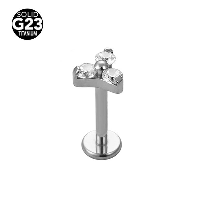 

Титановый треугольник ASTM F-136 с паве из цирконов, серьга-пусет для хряща и губы с внутренней резьбой 1.2mm x 6mm белый