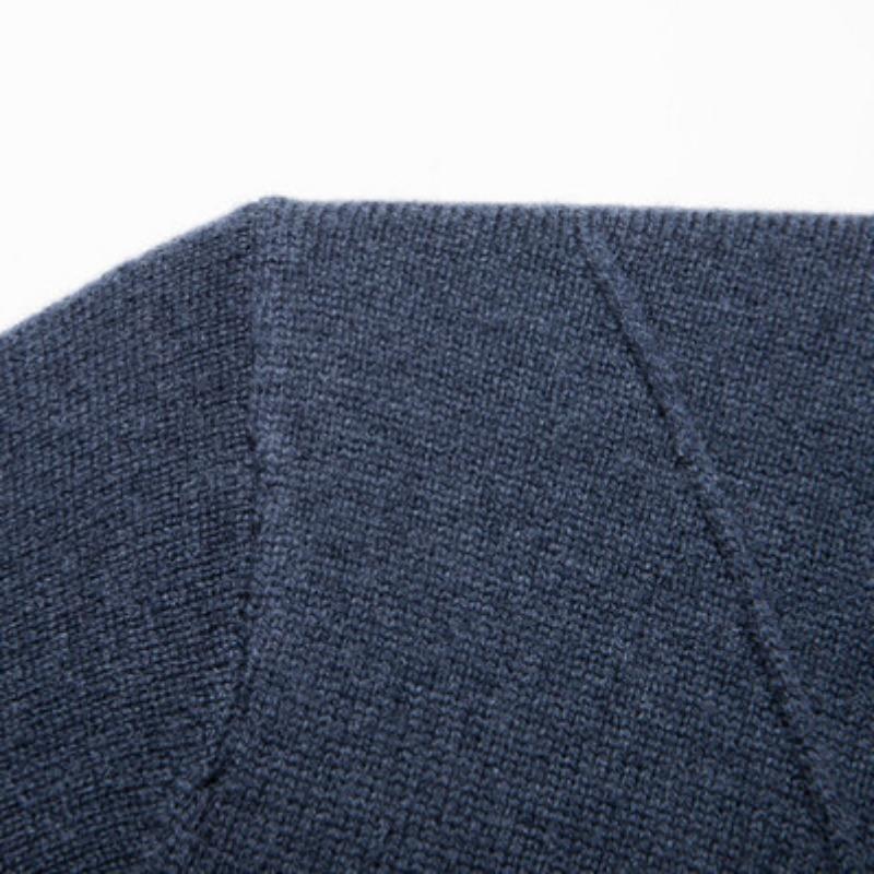 Genser for menn Høst og vinter Ny Slank Varm Ensfarge Uformell fortykket Halvskolekrage Ullstrikket genser