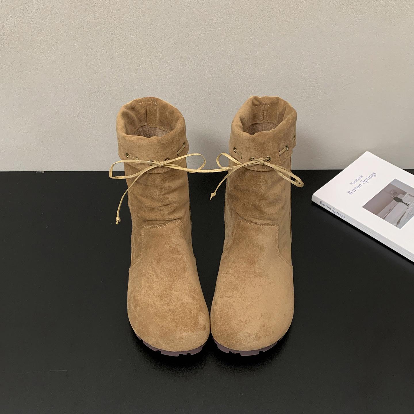 

Коричневые ретро ботинки на плоской подошве с внутренней танкеткой, детские, новая коллекция осень 2025, универсальные, под юбку, короткие ботинки Maillard на мягкой подошве 40 хаки